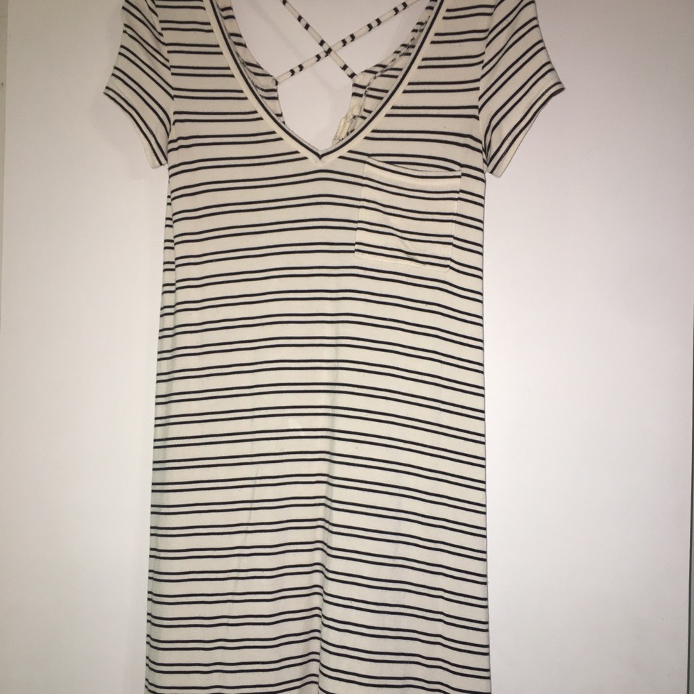 Cream with black stripes dress